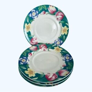 American Atelier Flower Garden Dessert Plates – Set of 4 – Porcelain – 1992
